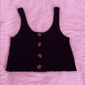 Button crop top with ruffles